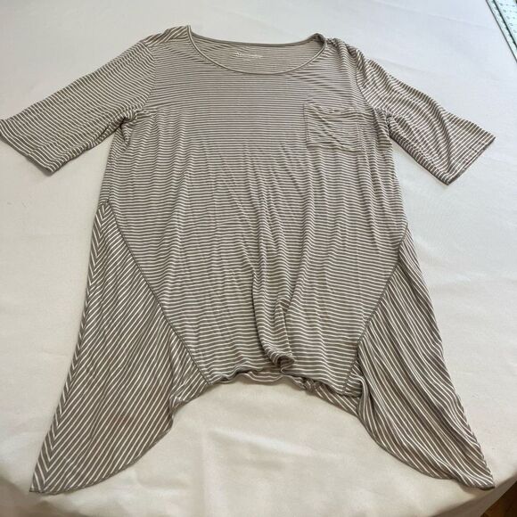 Soft Surroundings Grey Stripe Tunic Top Size Large - Picture 1 of 7